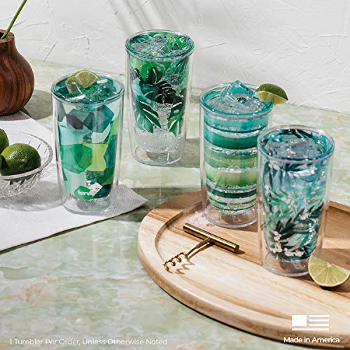Green Blue Stripe Double Walled Insulated Tumbler 16oz M994
