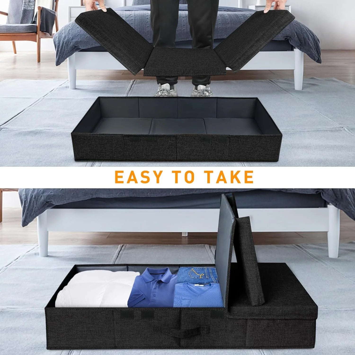 Black 3 Pack Underbed Storage Containers with Handles Q41409