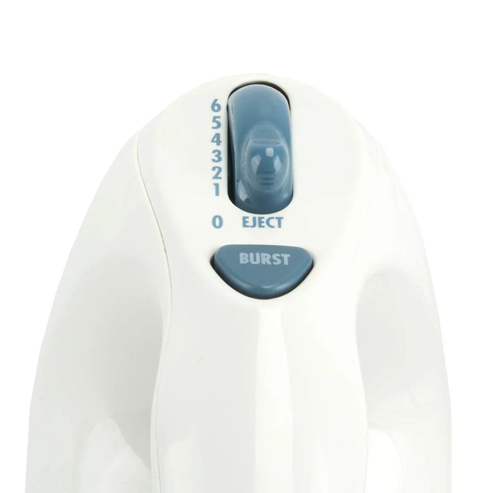 White 6-Speed Electric Hand Mixer with Whisk, Beaters, Storage Case S938