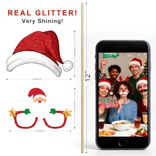 30pcs Glitter Christmas Photo Booth Props Set N599