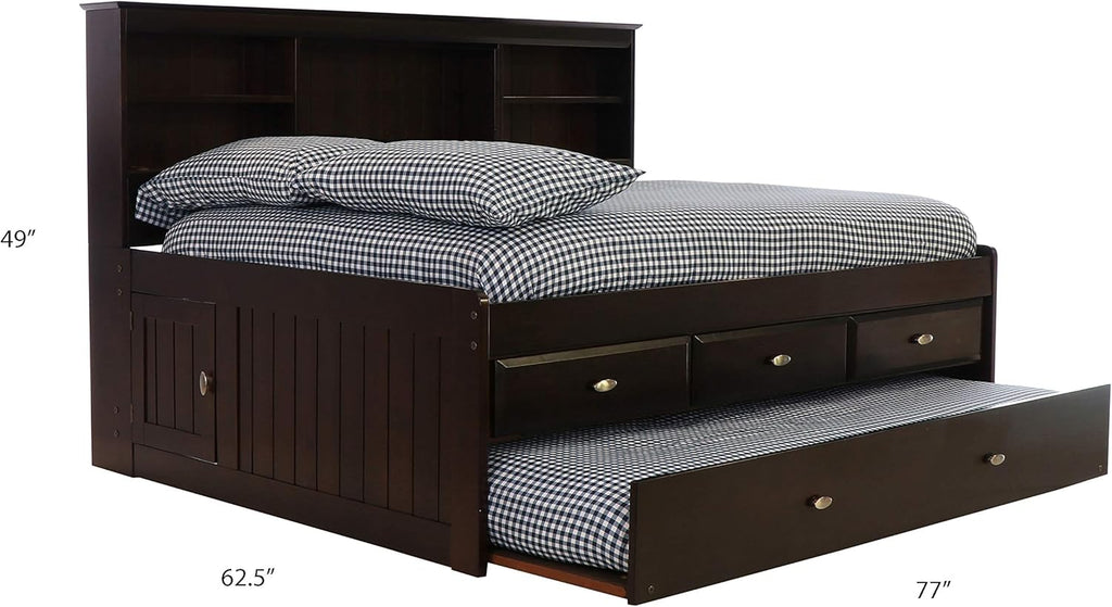 Full Bookcase Daybed with 3 Drawers & Trundle Espresso M882188
