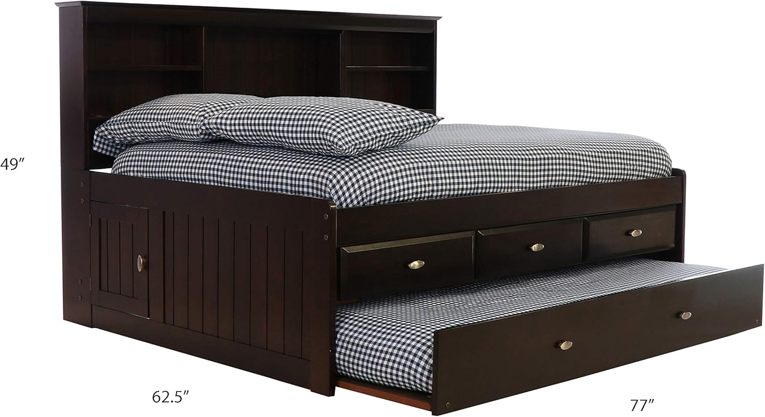 Full Bookcase Daybed with 3 Drawers & Trundle Espresso M882188