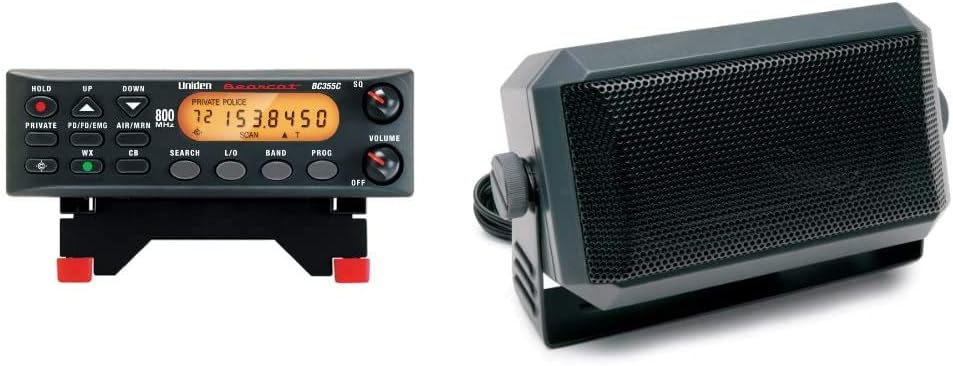 800 MHz 300-Channel Base/Mobile Scanner and Universal CB Extension Speaker with Swivel Bracket U233454