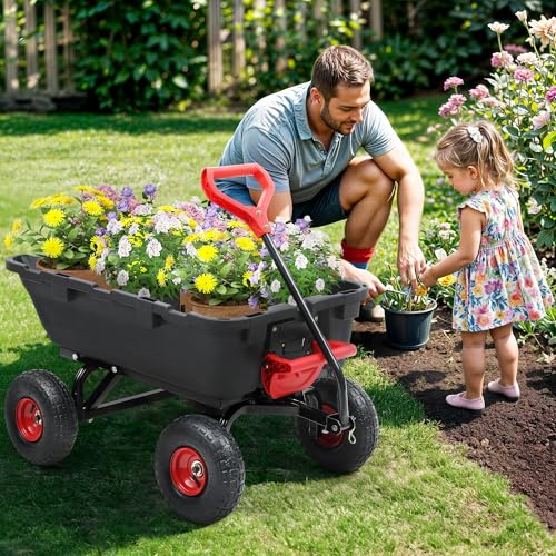 Heavy Duty Garden Dump Cart with 10" Pneumatic Tires P897122