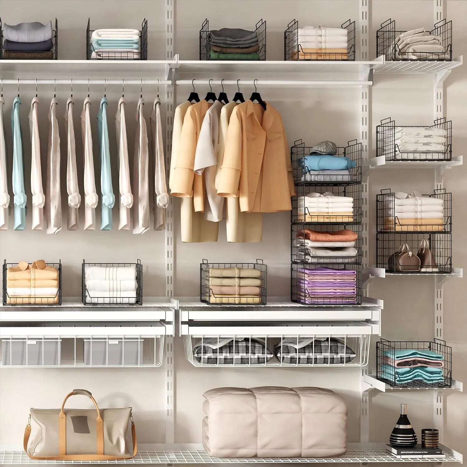 Black Metal Stackable Closet Organizers 4 Pack M525