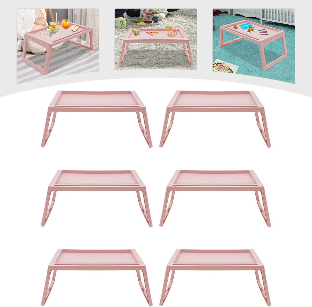 6 Pcs Pink Plastic Folding Breakfast Tray J8688