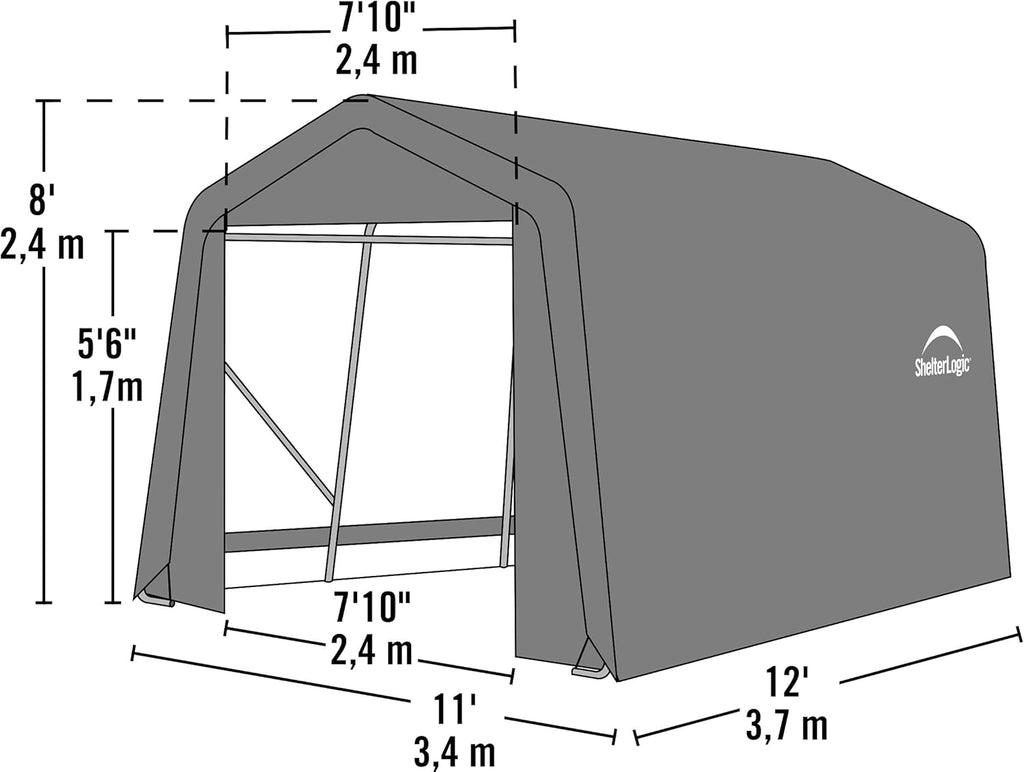 Grey 10'x12'x8' Peak Style Shelter C1414