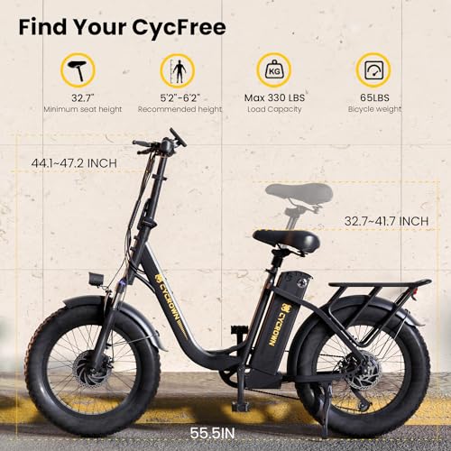 Electric Bike 1000W Peak Motor 48V 15.6Ah Removable Battery 20" Fat Tire 7-Speed H868637