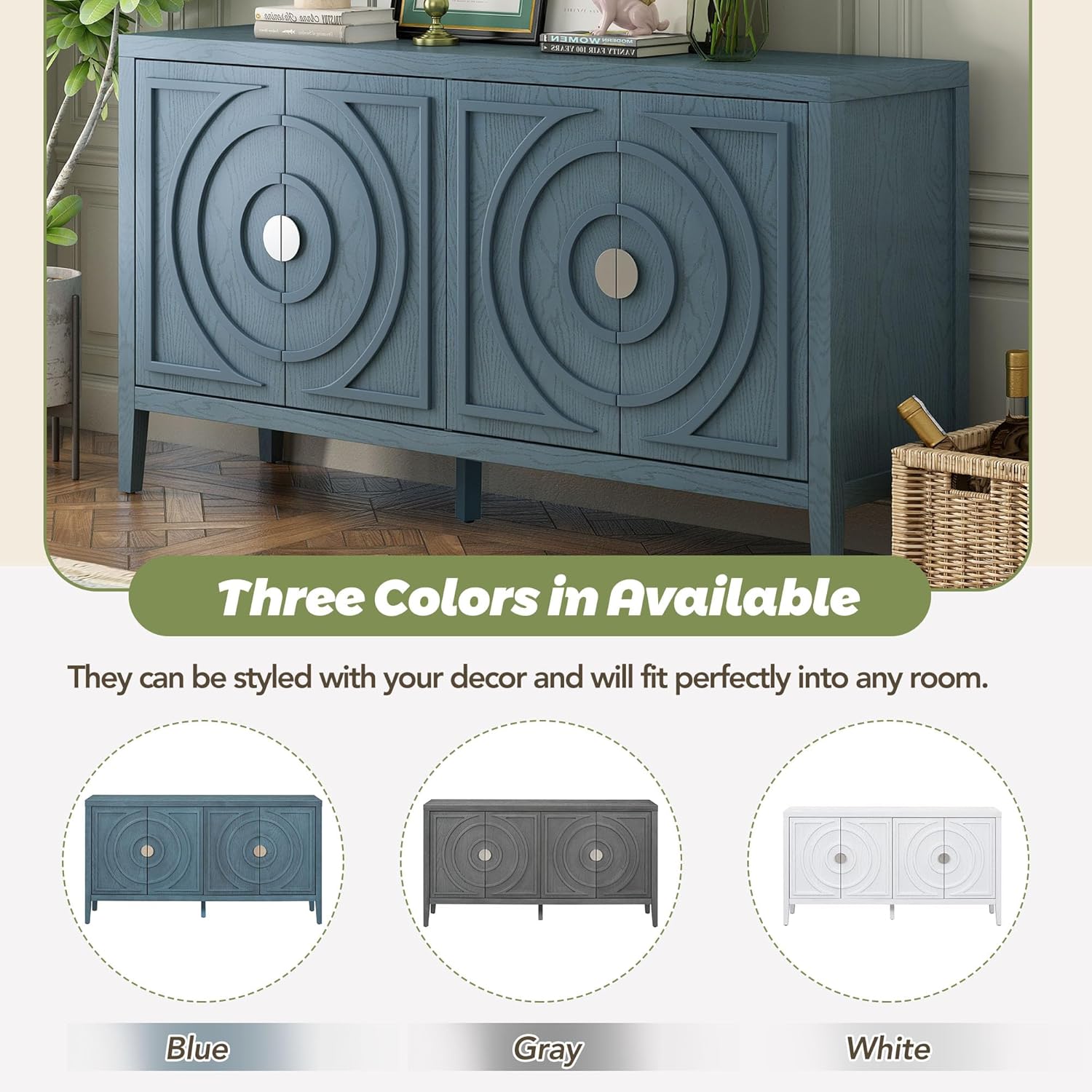60" Storage Cabinet with Metal Handle Y681751