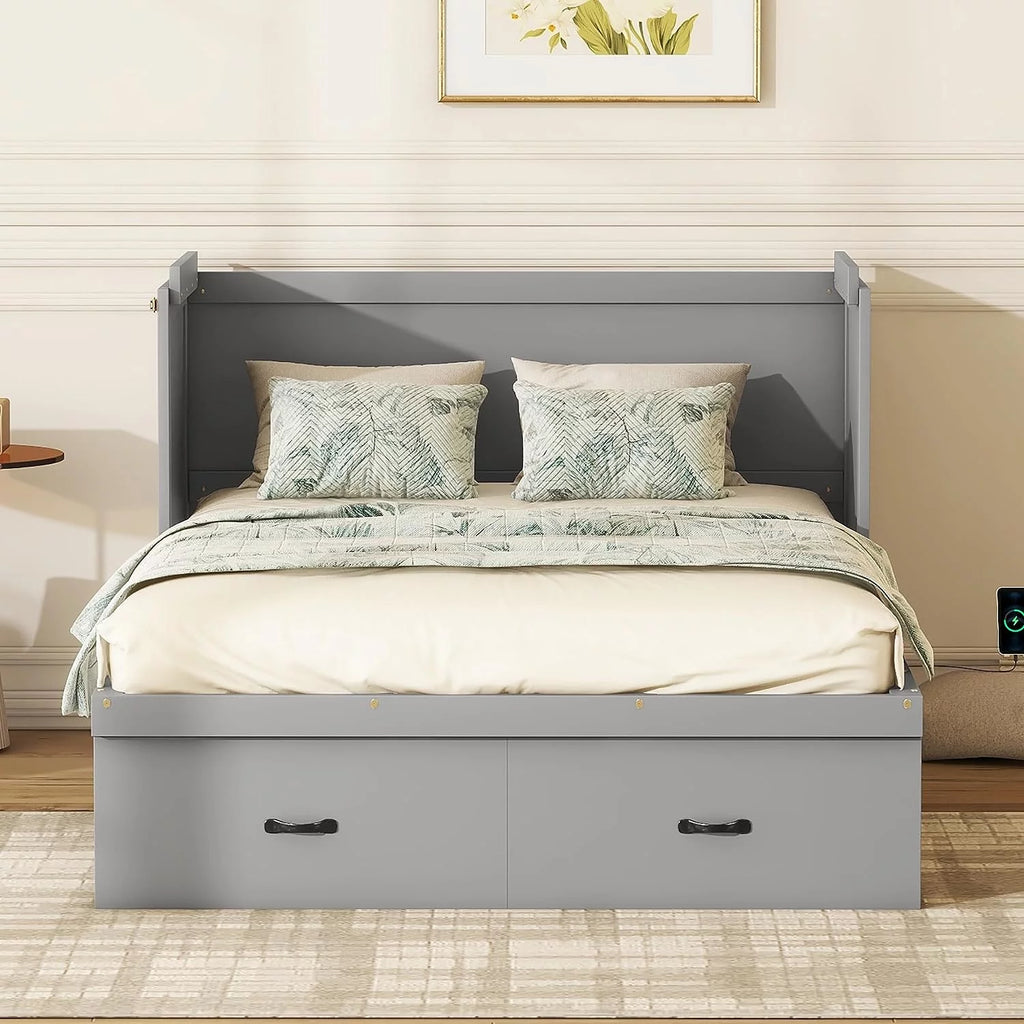 Queen Size Wood Murphy Bed Chest with Storage Drawer F224462