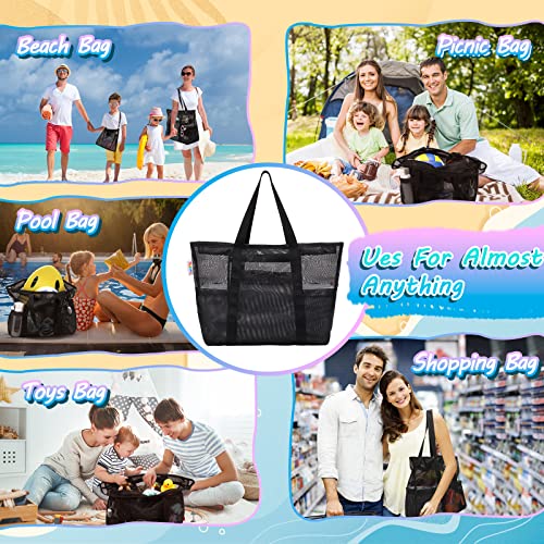 Large Mesh Beach Bag with Zipper and 8 Pockets Y16701