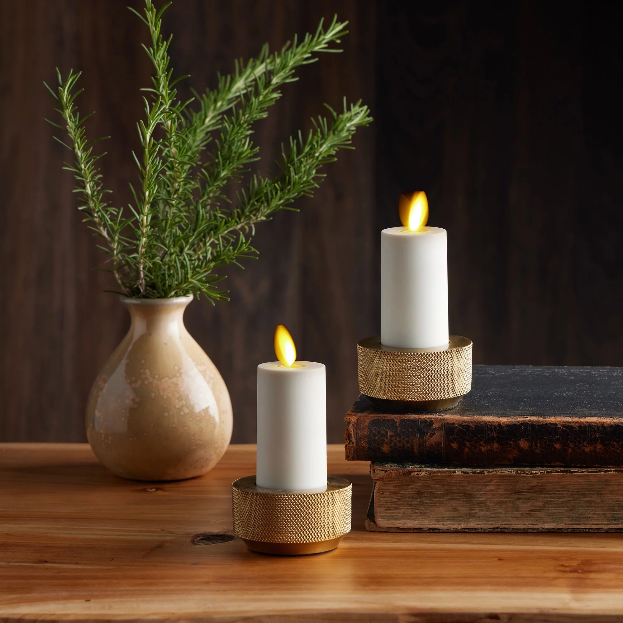 Realistic Artificial Moving Flame Votive Candle - Set of 2 - Ivory - 1.5" x 4" O897