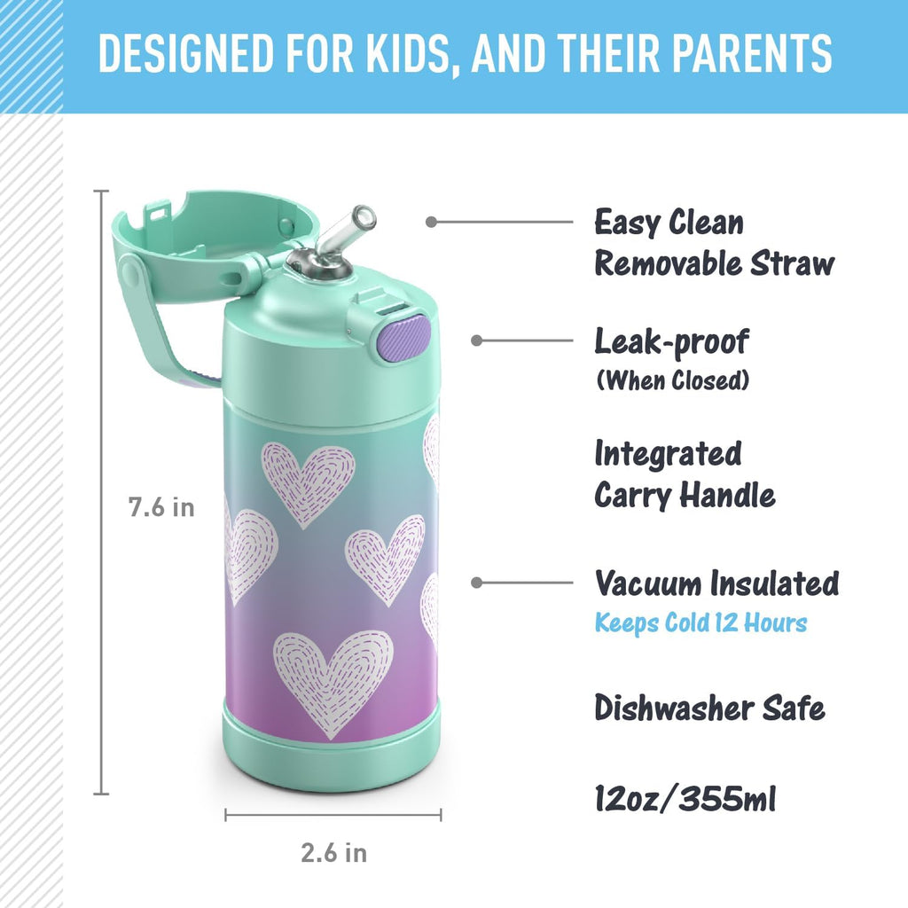 12 Ounce Stainless Steel Vacuum Insulated Water Bottle with Straw E92409