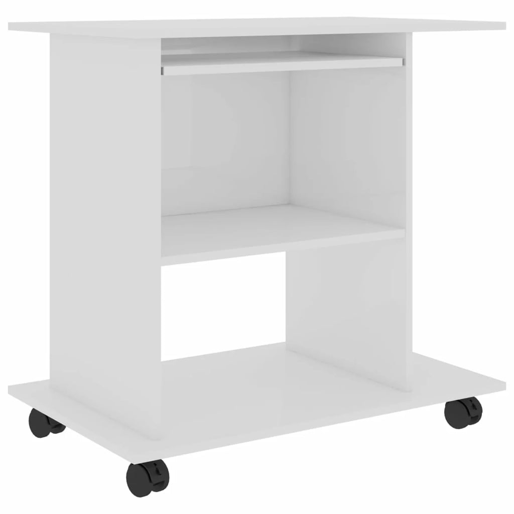 White Engineered Wood Computer Desk with Keyboard Tray 31.5 x 19.7 x 29.5 Inches S436