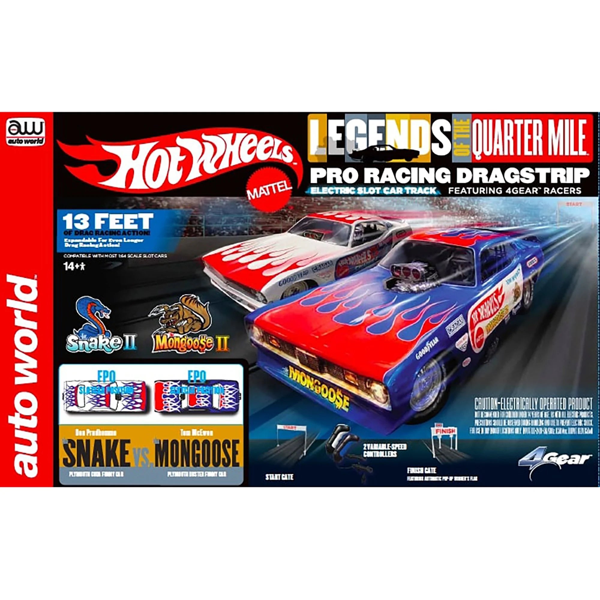 13' Dragstrip Slot Car Set with 2 Variable Speed Cars K782121