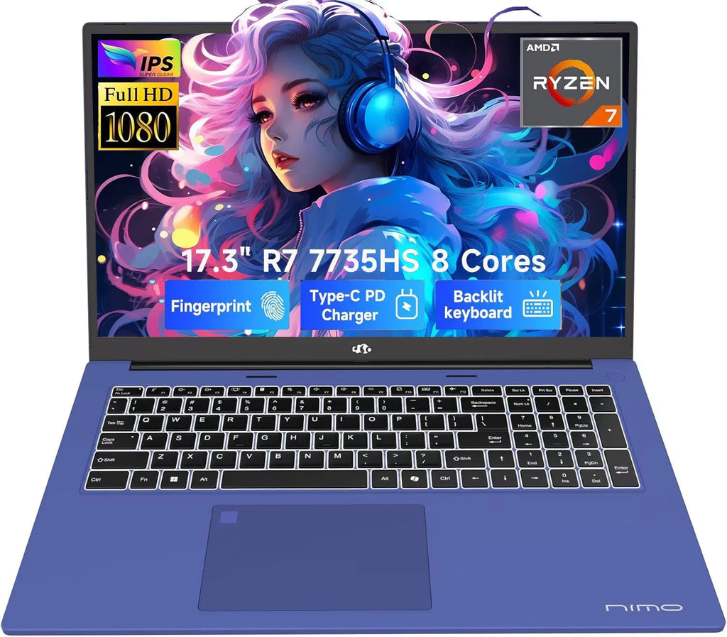 17.3" Gaming Laptop, AMD Ryzen 7 7735HS, 16GB DDR5 RAM, 1TB SSD, Radeon 680M, Backlit Keyboard L649203