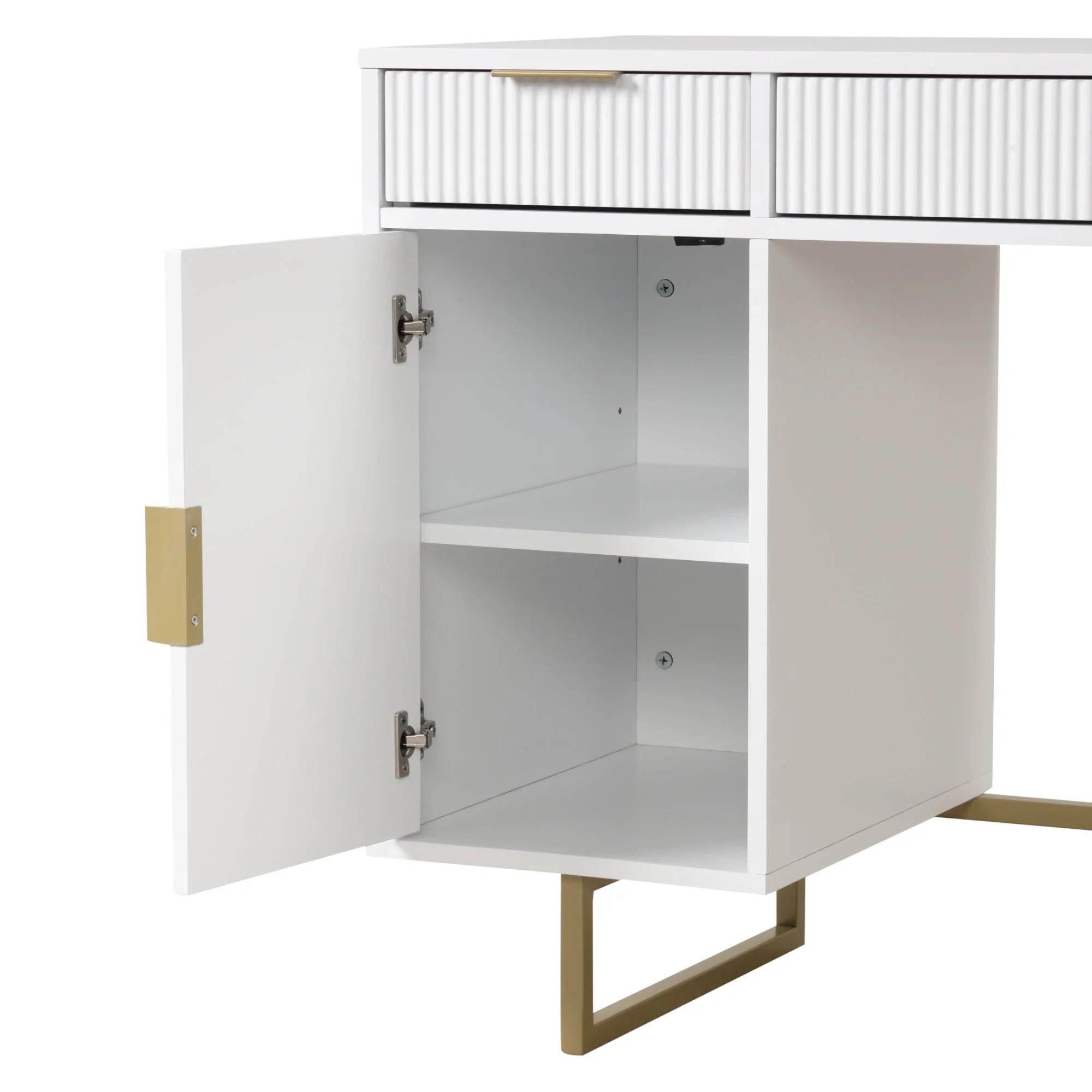 White Computer Desk with Drawers and Cabinet Storage N6069