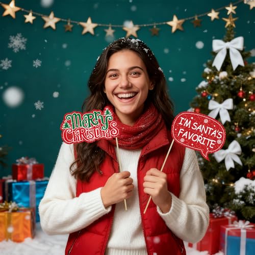 30pcs Glitter Christmas Photo Booth Props Set N599