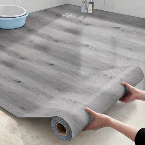 Grey 17.72" x 118" Self-Adhesive Vinyl Flooring Roll Y29741