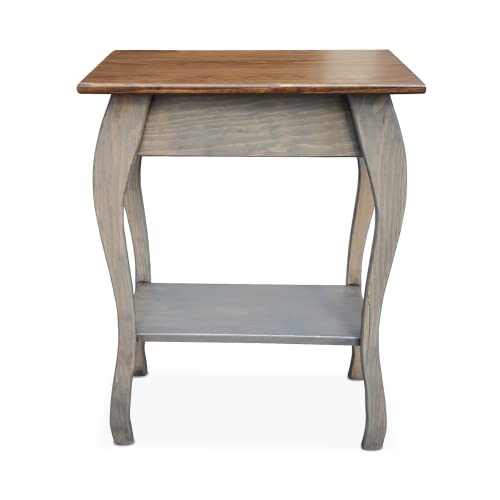 Mocha Wooden End Table with 2-Tiered Shelves C6603
