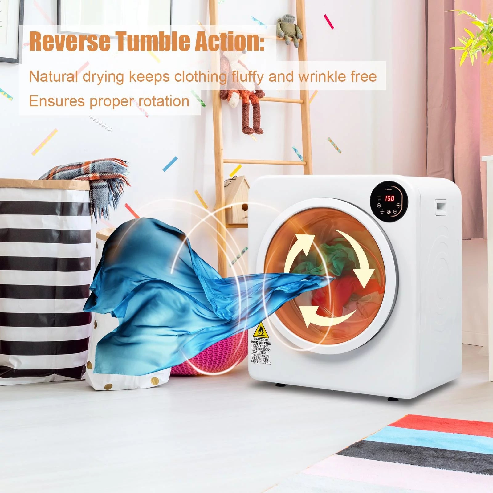 White 3.5 Cu.Ft Stainless Steel Compact Electric Clothes Dryer K354644