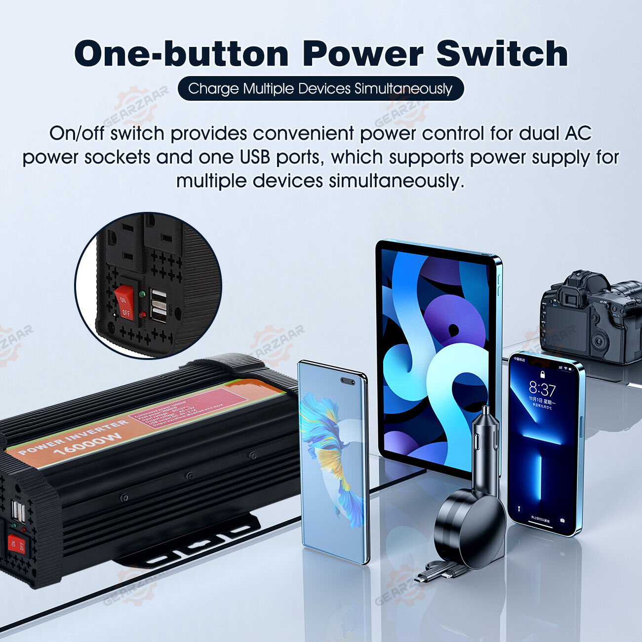 16000W Peak Pure Sine Wave Power Inverter DC 12V to AC 110/120V A37803