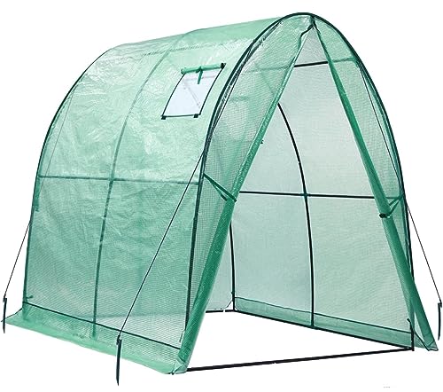 Portable Tunnel Greenhouse with Mesh Windows, 5.9x5.9x6.6 FT W8415