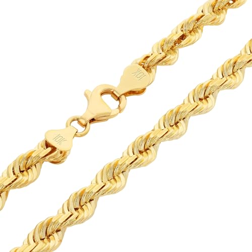 10K Yellow Gold Solid Rope Diamond Cut Chain Necklace N86162