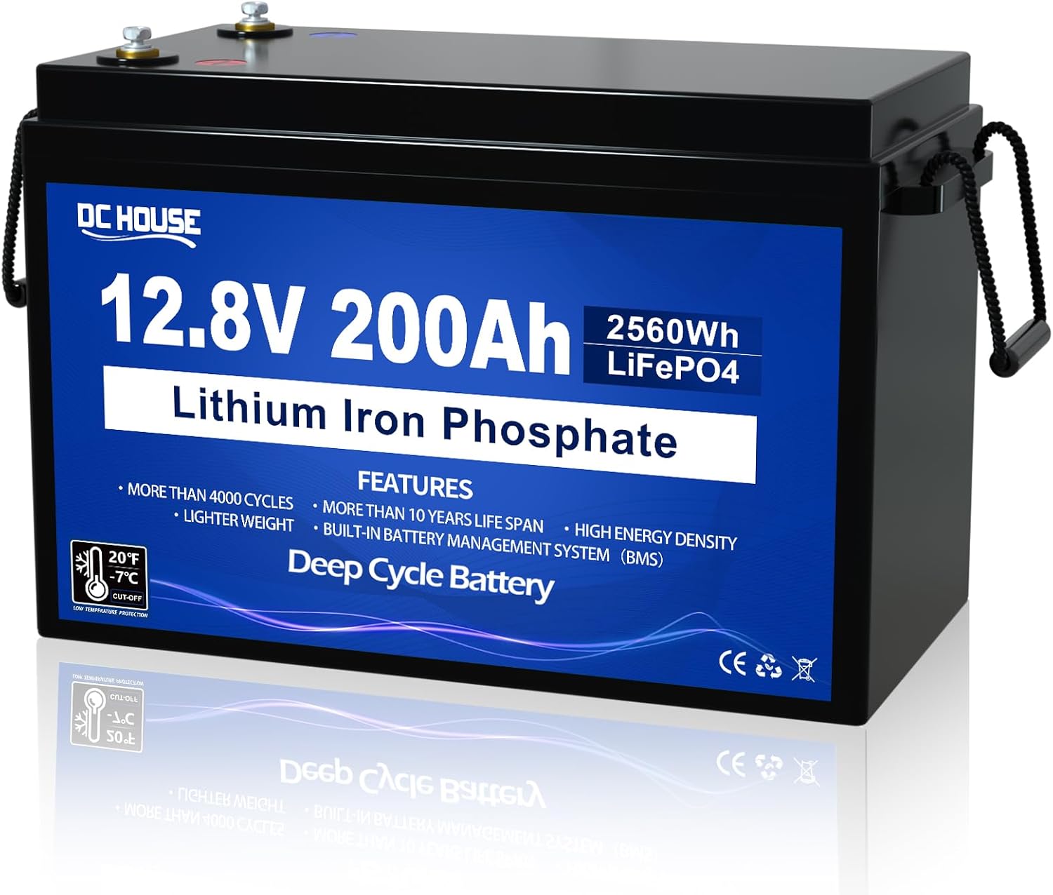 12V 200Ah Lithium LiFePO4 Deep Cycle Battery with 2560Wh Energy and 200A BMS M39735