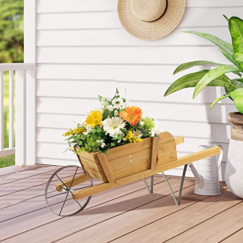 Red Wood Wagon Planter with 9 Magnetic Accessories M132576