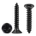 100 PCS #4 X 3/8 inch Stainless Steel Black Coated Flat Head Phillips Wood Screws S603