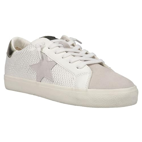 Gold Grey White Snake Lace Up Sneakers U128086