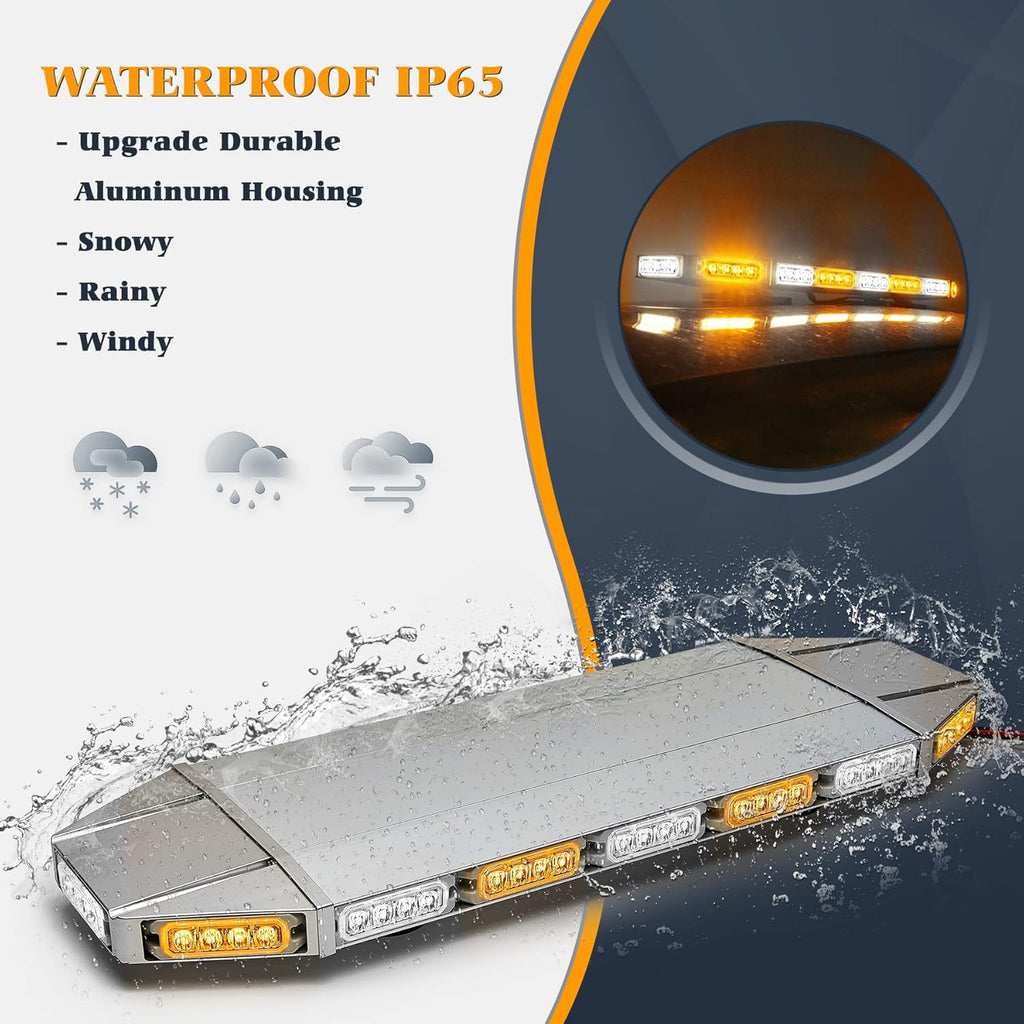 LED Rooftop Emergency Warning Strobe Light Bar Amber White W426