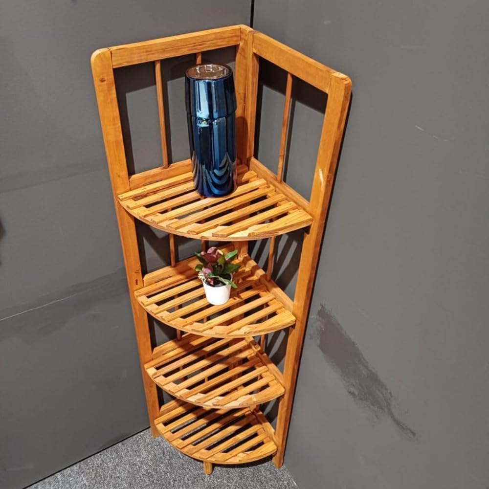 4-Tier Open Wooden Corner Shelf, 11" W x 43" H x 11" D B15202