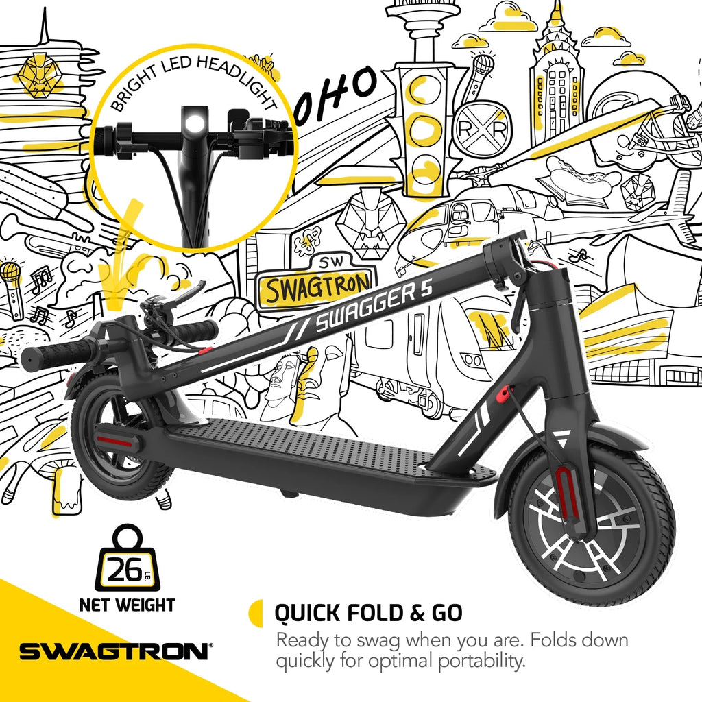Electric Scooter, 320 lb Weight Limit, 8.5 Inch No-flat Tires, 300W Motor, Quick Folding, 18 Mph S5151