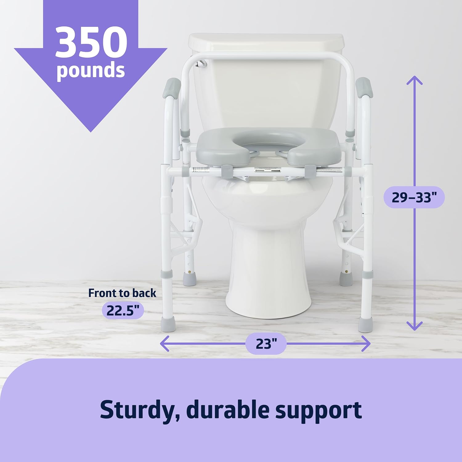 Drop Arm Commode Chair with Padded Seat, 350 lb. Weight Capacity J50476