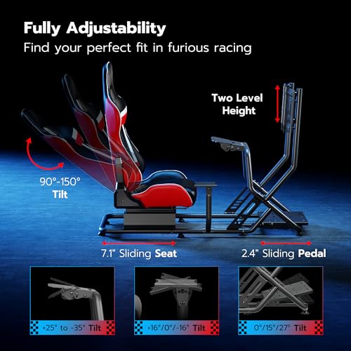 Racing Simulator Cockpit with Monitor Mount and Seat Q880934