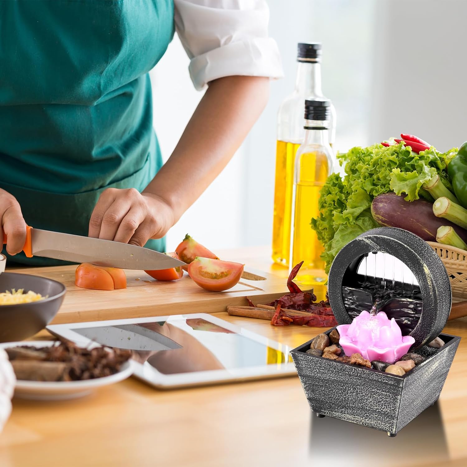 Tabletop Water Fountain with Light Z3127