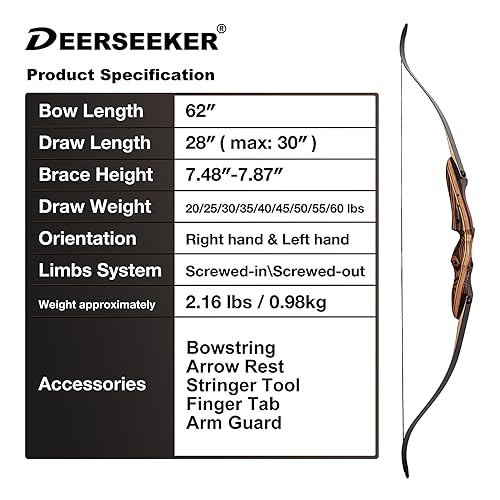 62" Takedown Recurve Bow Set with Laminated Wooden Riser M198