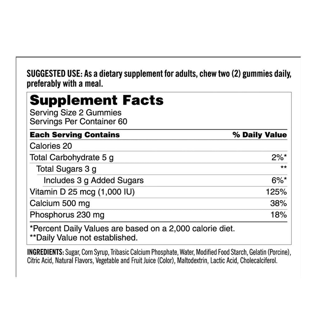 Calcium 500 mg with D3, 240 Gummies G83313