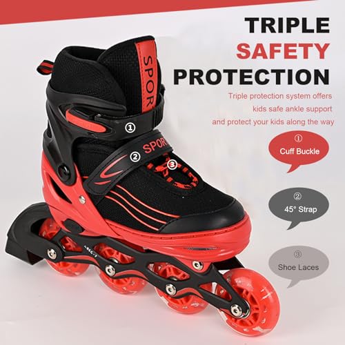 Purple Black Adjustable Kids Light Up Inline Skates Y112308
