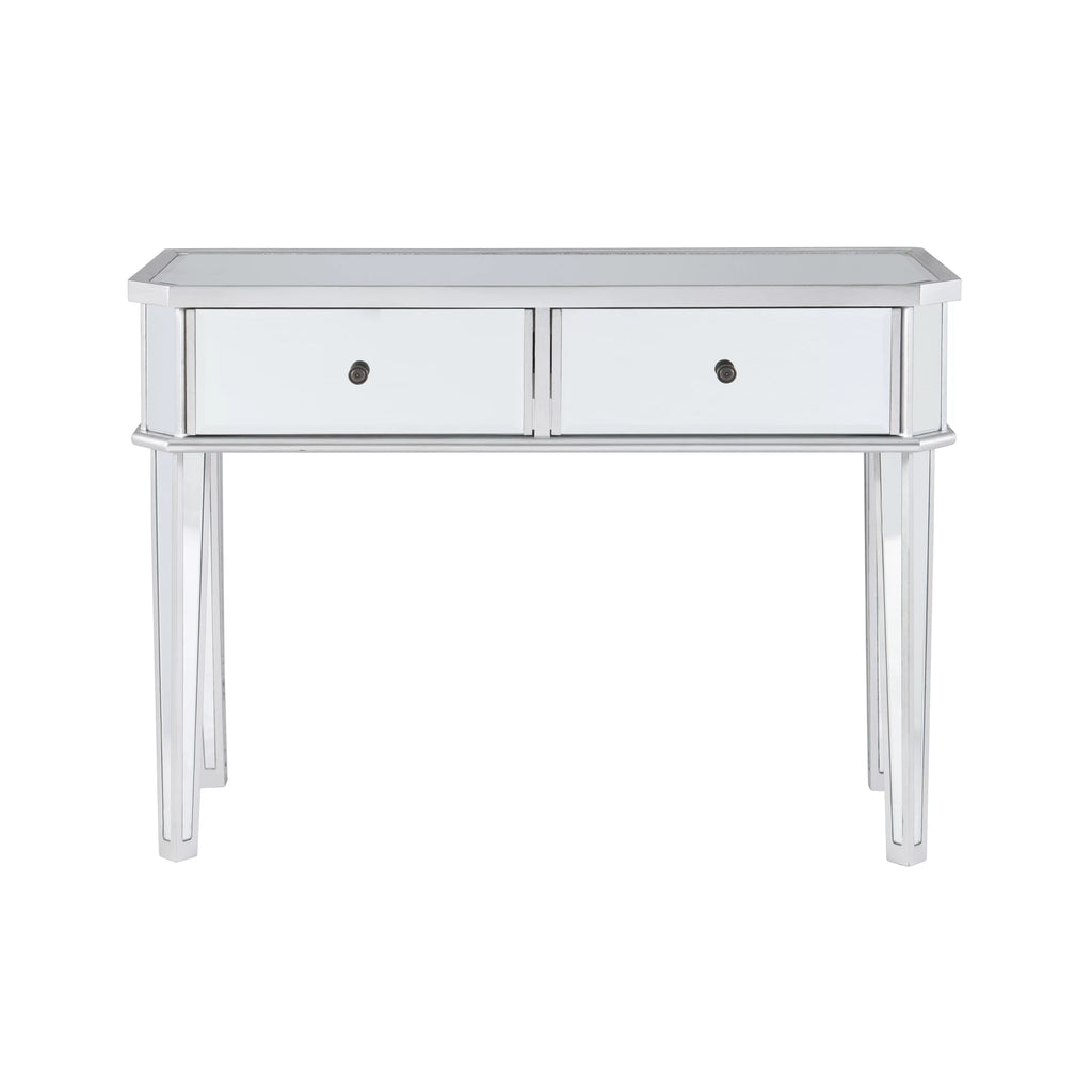2-Drawer Console Table with Mirrored Surfaces and Silver Wood Q5289