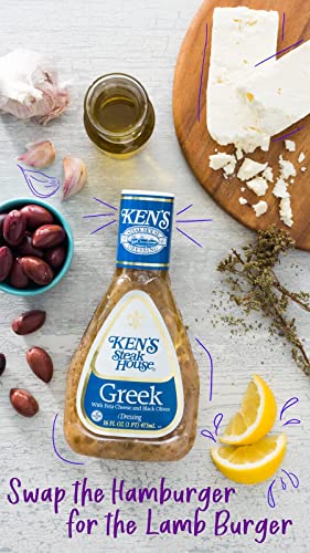 Greek Dressing with Feta Cheese & Black Olives, 16 FL OZ Bottle (Pack of 6) Y964133