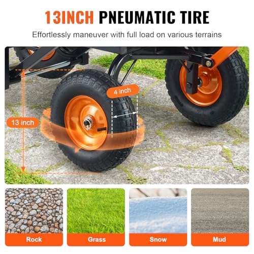 1200lbs 7Cu.Ft. Heavy Duty Poly Dump Cart with 13in All Terrain Wheels E7330