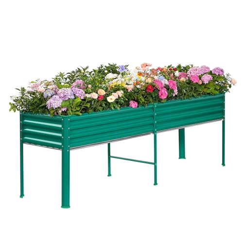Galvanized Raised Garden Bed with Legs, 48×24×32in Metal Elevated Planter Box with Drainage Holes B486
