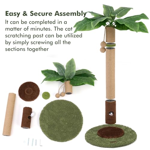35" Tall Sisal Rope Cat Scratching Post with Hanging Ball and Cat Toys W705680