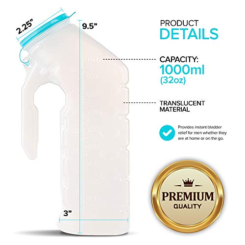 32 Oz Unisex Urinal Bottle (2 Pack) with Lid V5035