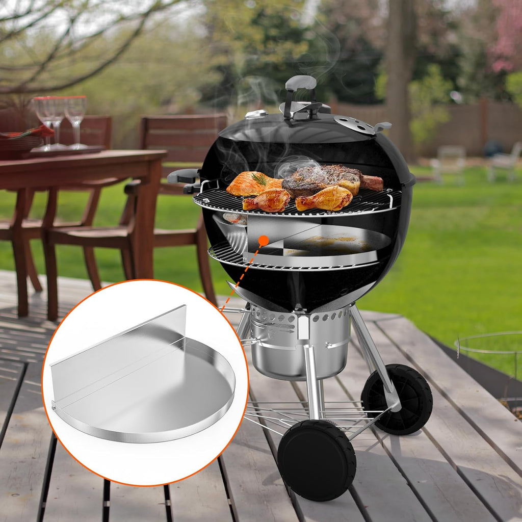 Stainless Steel Detachable Grill Drip Pan with Removable Charcoal Divider H72253