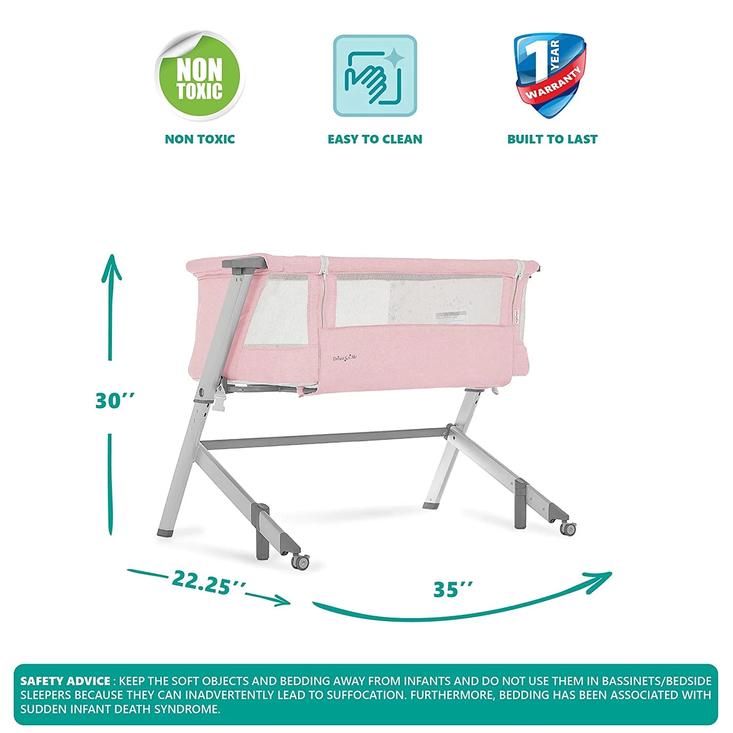 Pink Portable Baby Bassinet H724
