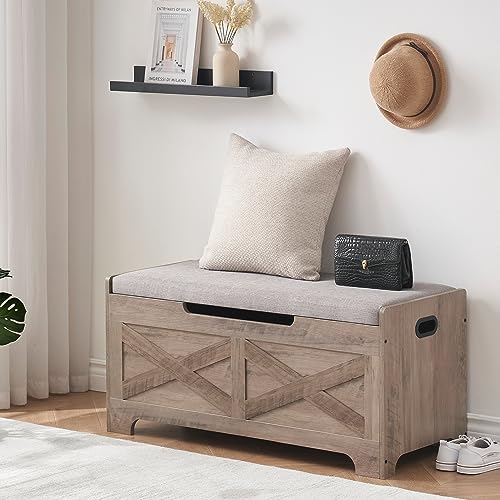Storage Chest with Safety Hinge Wooden Shoe Bench Y567